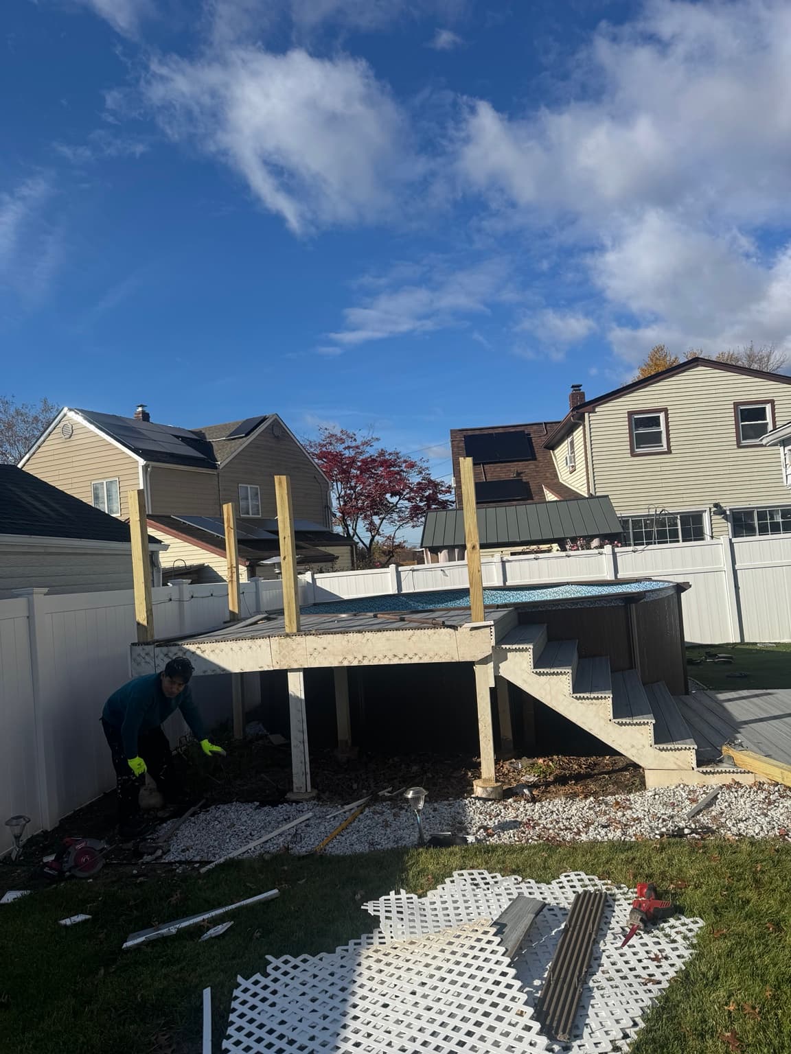 Pool and deck during a light demolition project by Junkfire